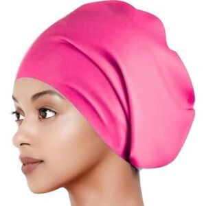 💞 New Vibrant Pink Silicone Swim Bonnet Swimming Cap